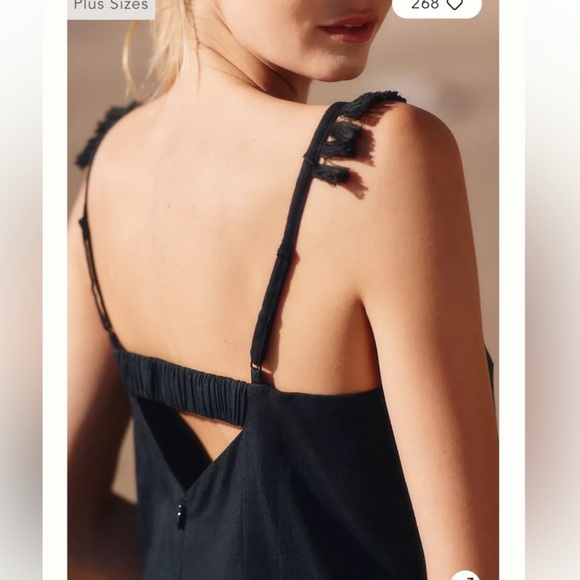 ANTHROPOLOGIE SARIAH BLACK & GOLD PALM FRINGE MINI COTTON DRESS GREAT COND (M) - Picture 4 of 9